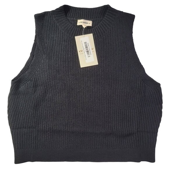 ee:some Womens Large Black Mock Neck Sleeveless Sweater Knit Top New with Tags - Picture 1 of 7